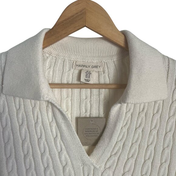 Happily Grey Womens Size M - Cropped Cable Knit Sleeveless Sweater Vest - Picture 3 of 6